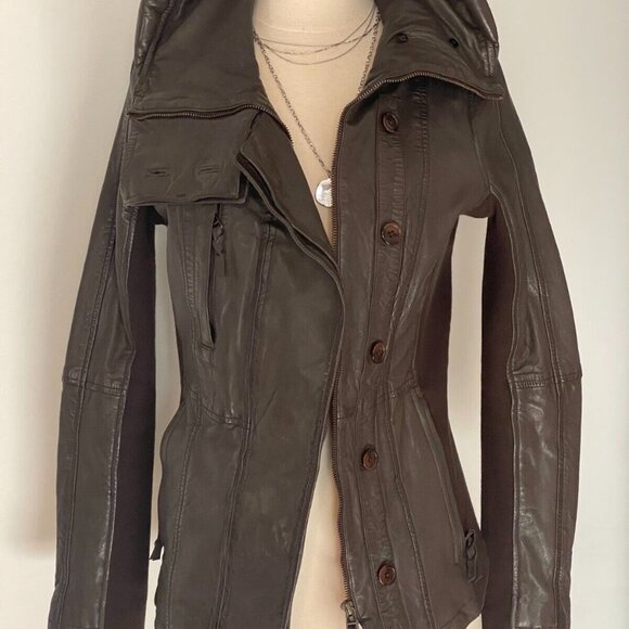 Free People Nicholas K Revised Brock Jacket brown leather jacket/size S - Picture 6 of 15